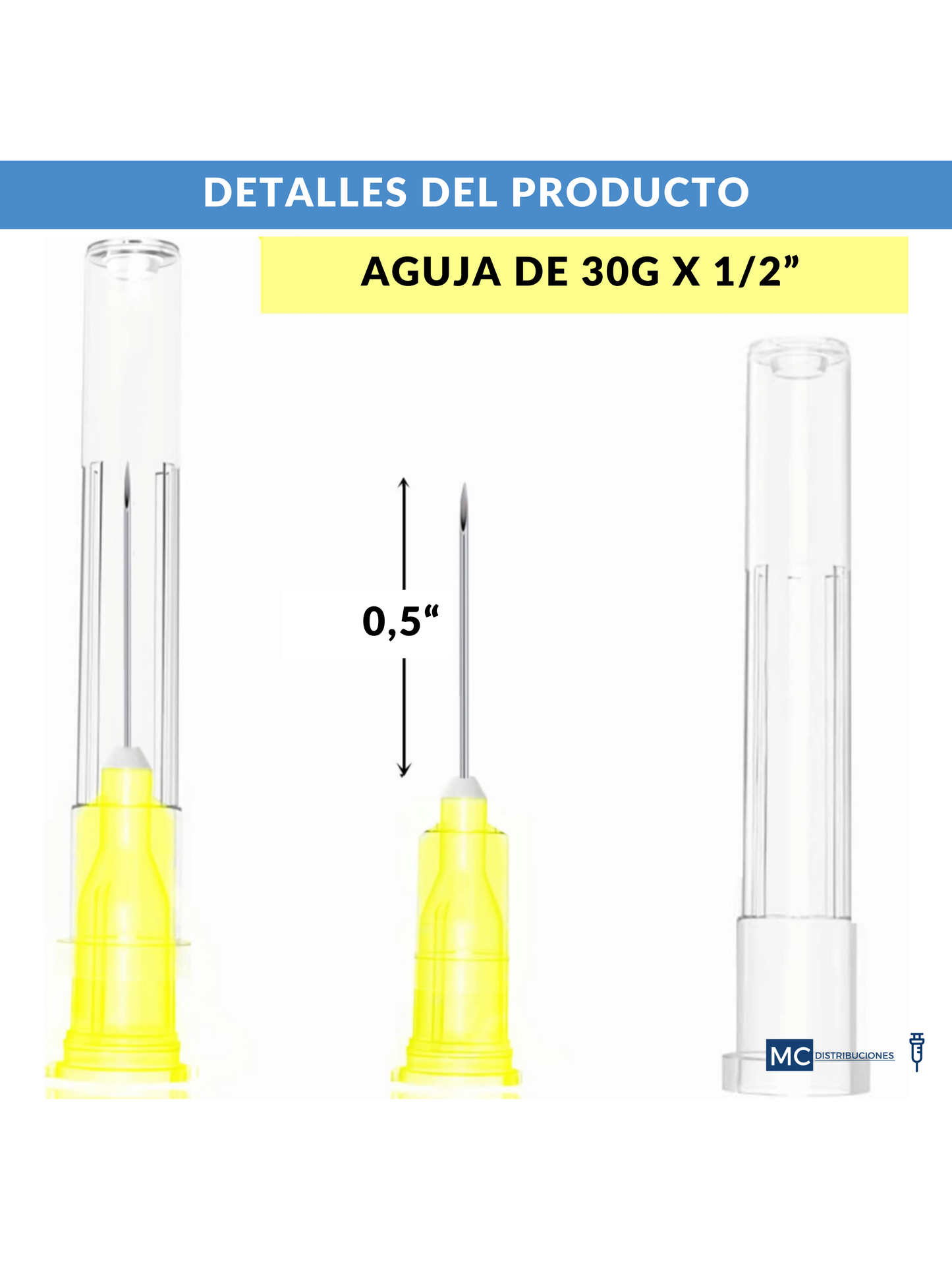 Aguja Hipodérmica 30G x 1/2” x100