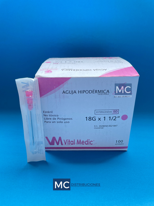 Aguja hipodérmica Caja x100 Unds