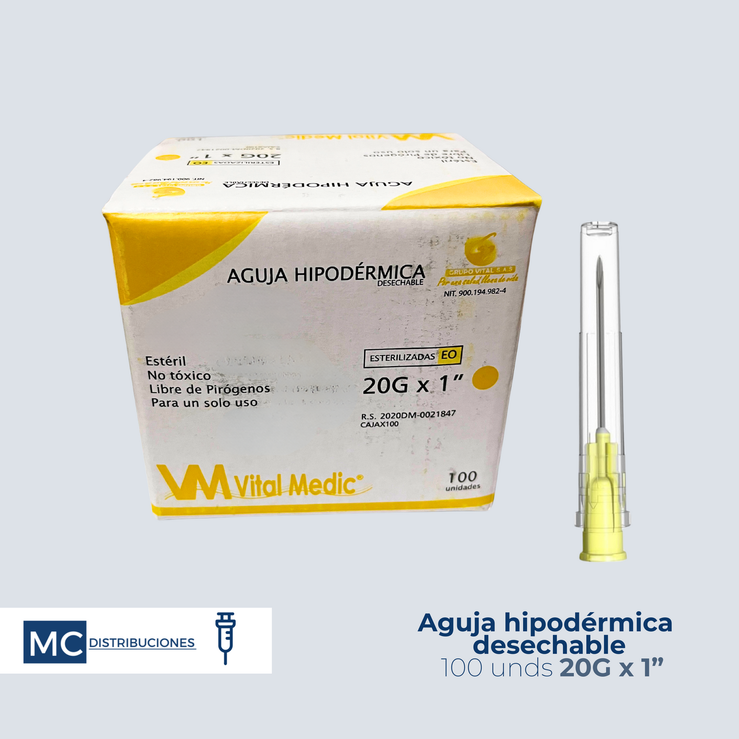 Aguja hipodérmica Caja x100 Unds