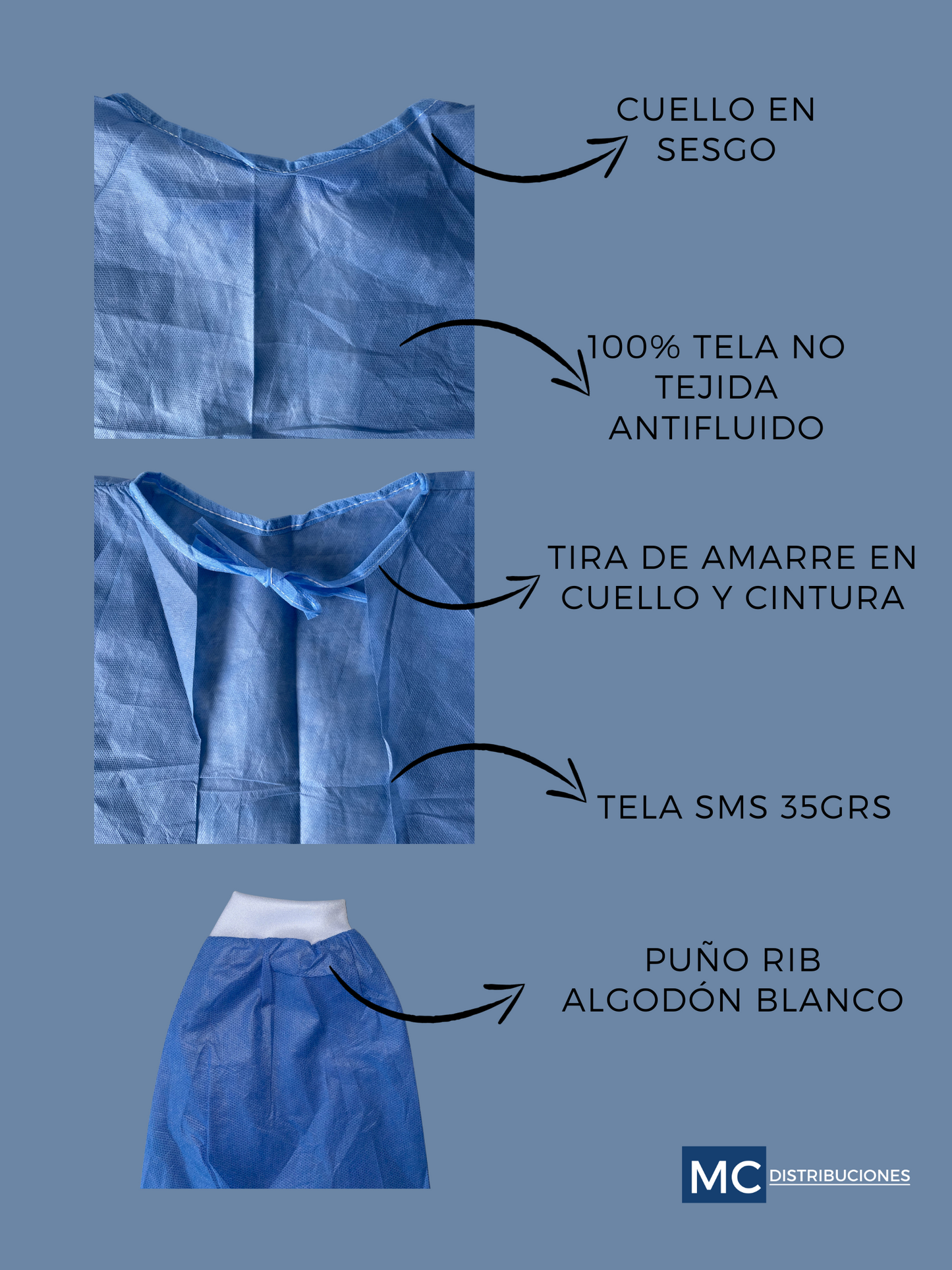 Bata Quirúrgica Desechable x10 unds