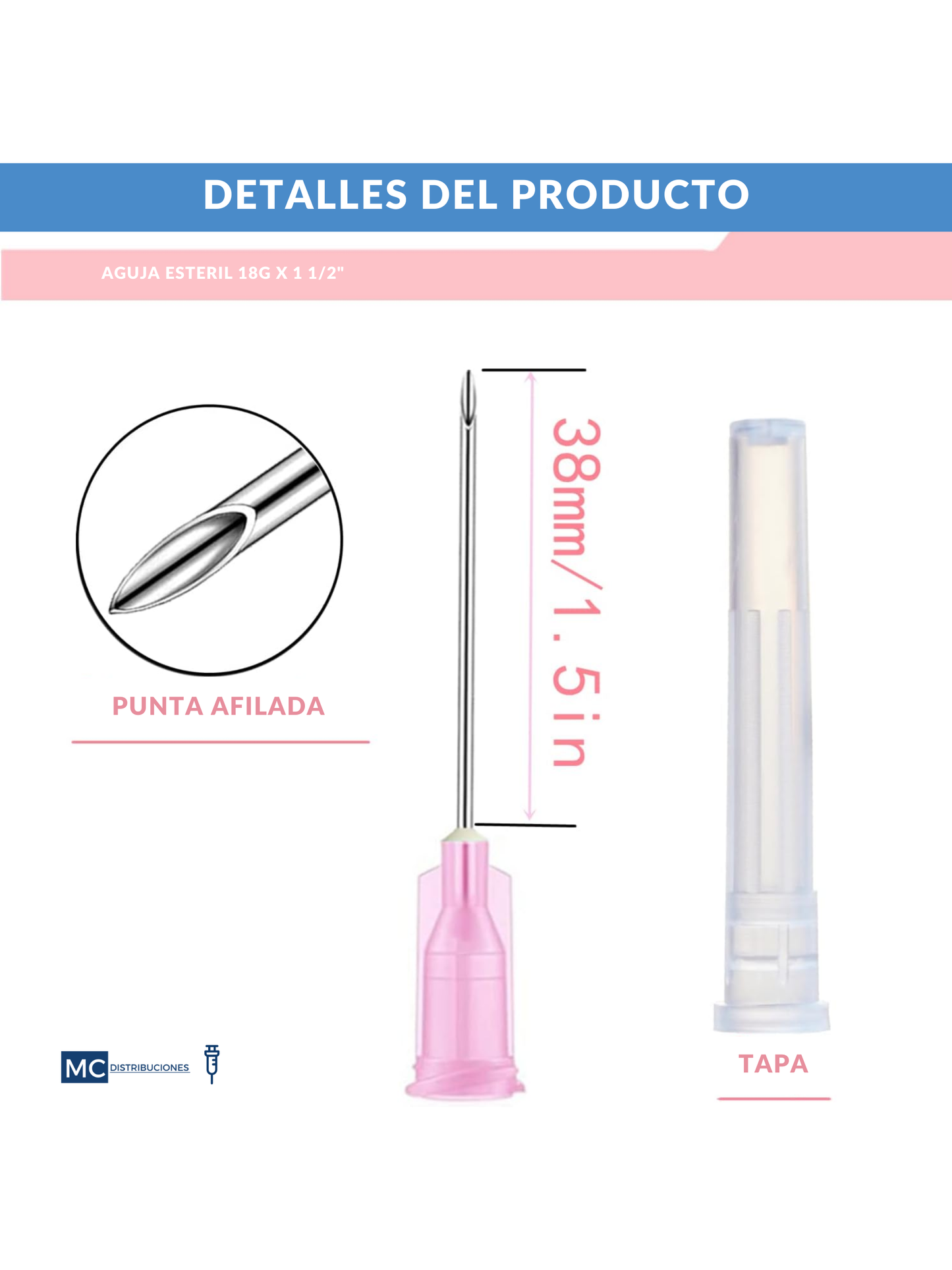 Aguja hipodérmica Caja x100 Unds