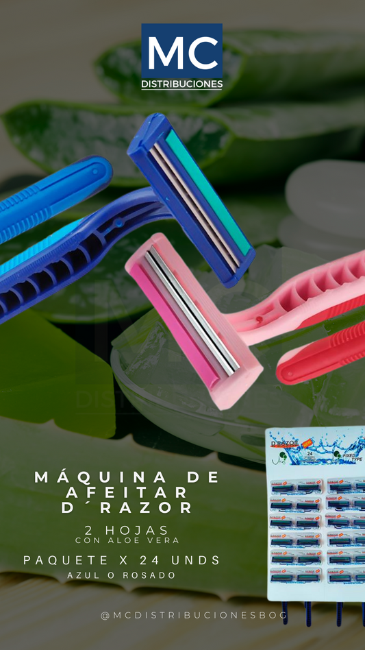 Maquina de Afeitar Azul x24 Unds 2 hojas