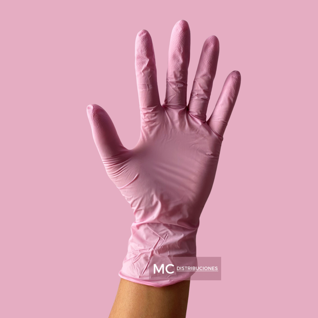 Guantes de Nitrilo Rosado Caja x100 Unds