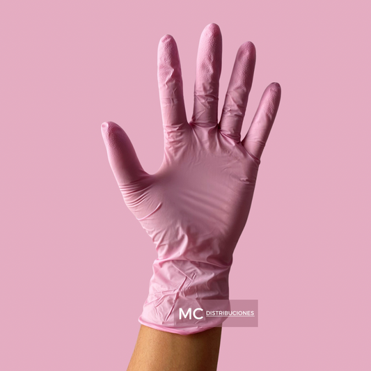Guantes de Nitrilo Rosado Caja x100 Unds