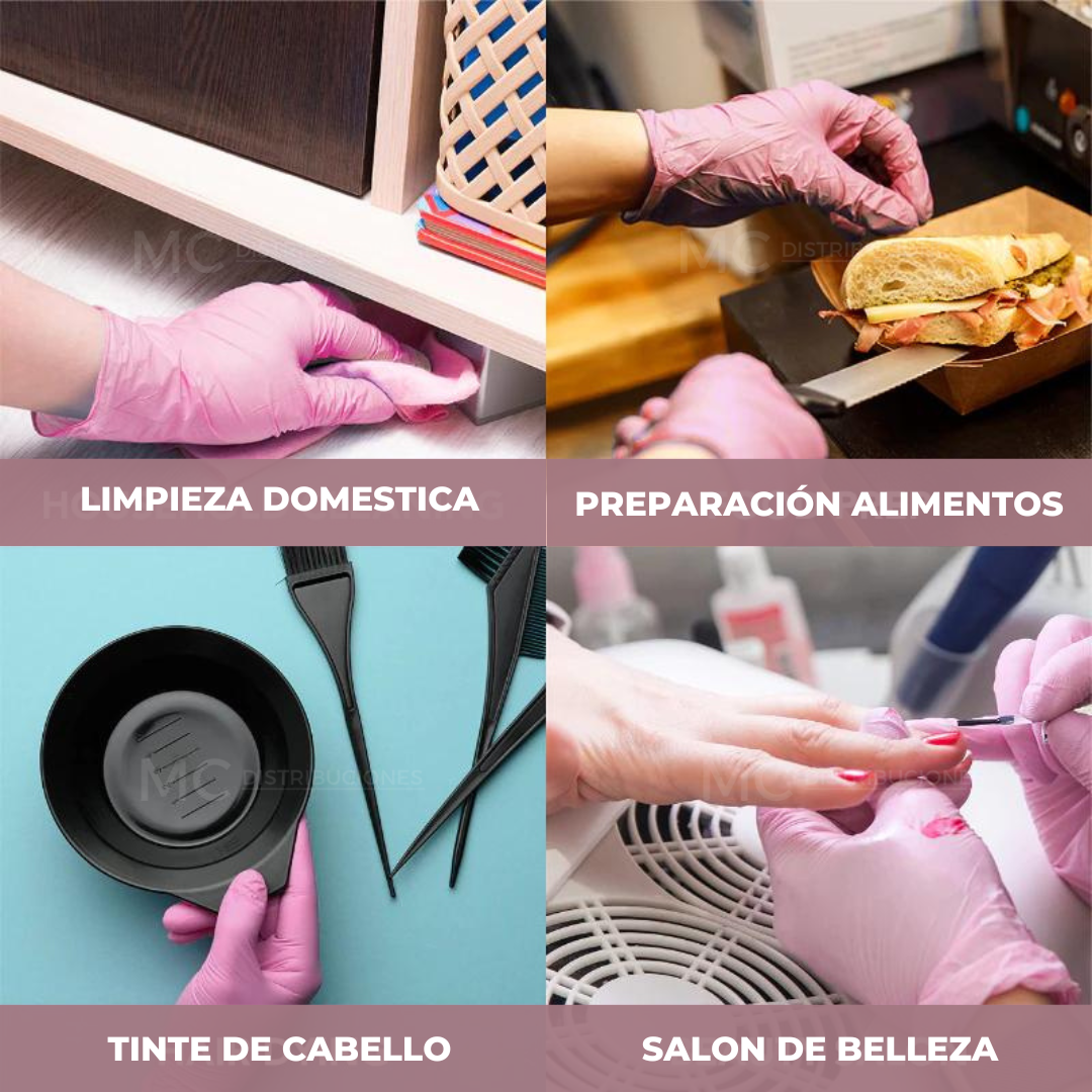 Guantes de Nitrilo Rosado Caja x100 Unds