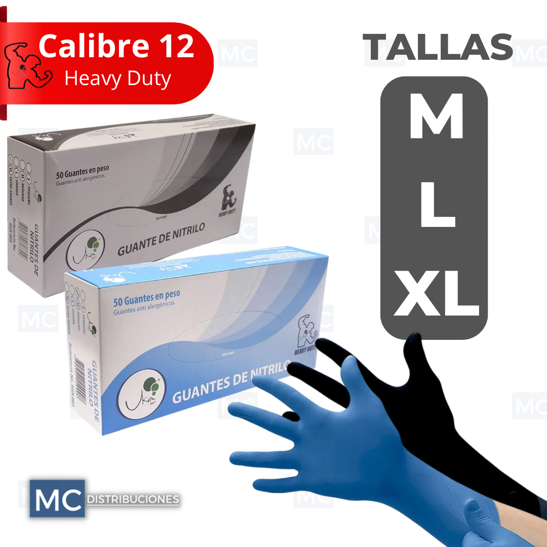 Guantes de Nitrilo HD Heavy Duty Trabajo Pesado Calibre 12