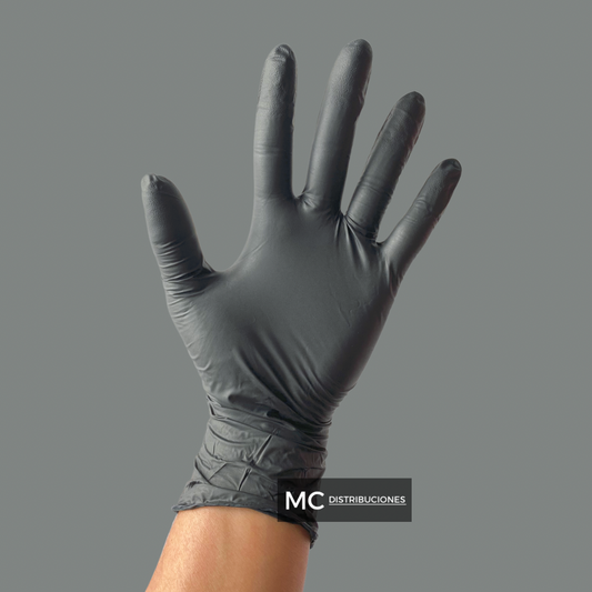 guantes de nitrilo calibre 8 resistentes color negro