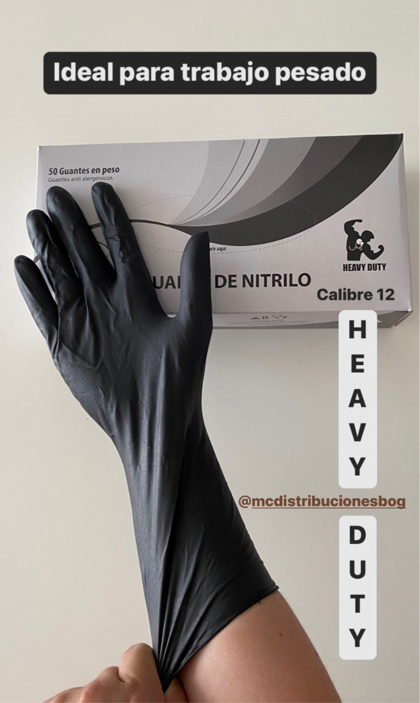 Guantes de Nitrilo HD Heavy Duty Trabajo Pesado Calibre 12