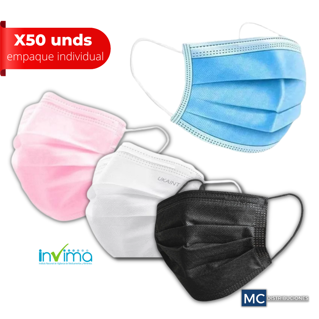 Tapabocas Mascarilla Termosellado Caja x 50 unidades