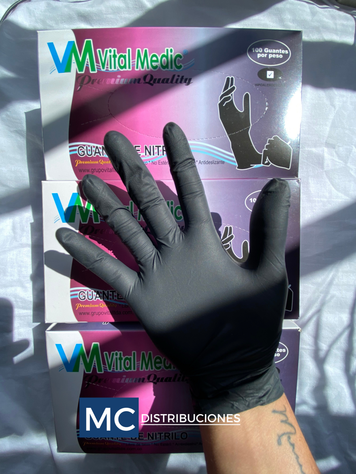 Guantes De Nitrilo Negro Caja x100 Unds