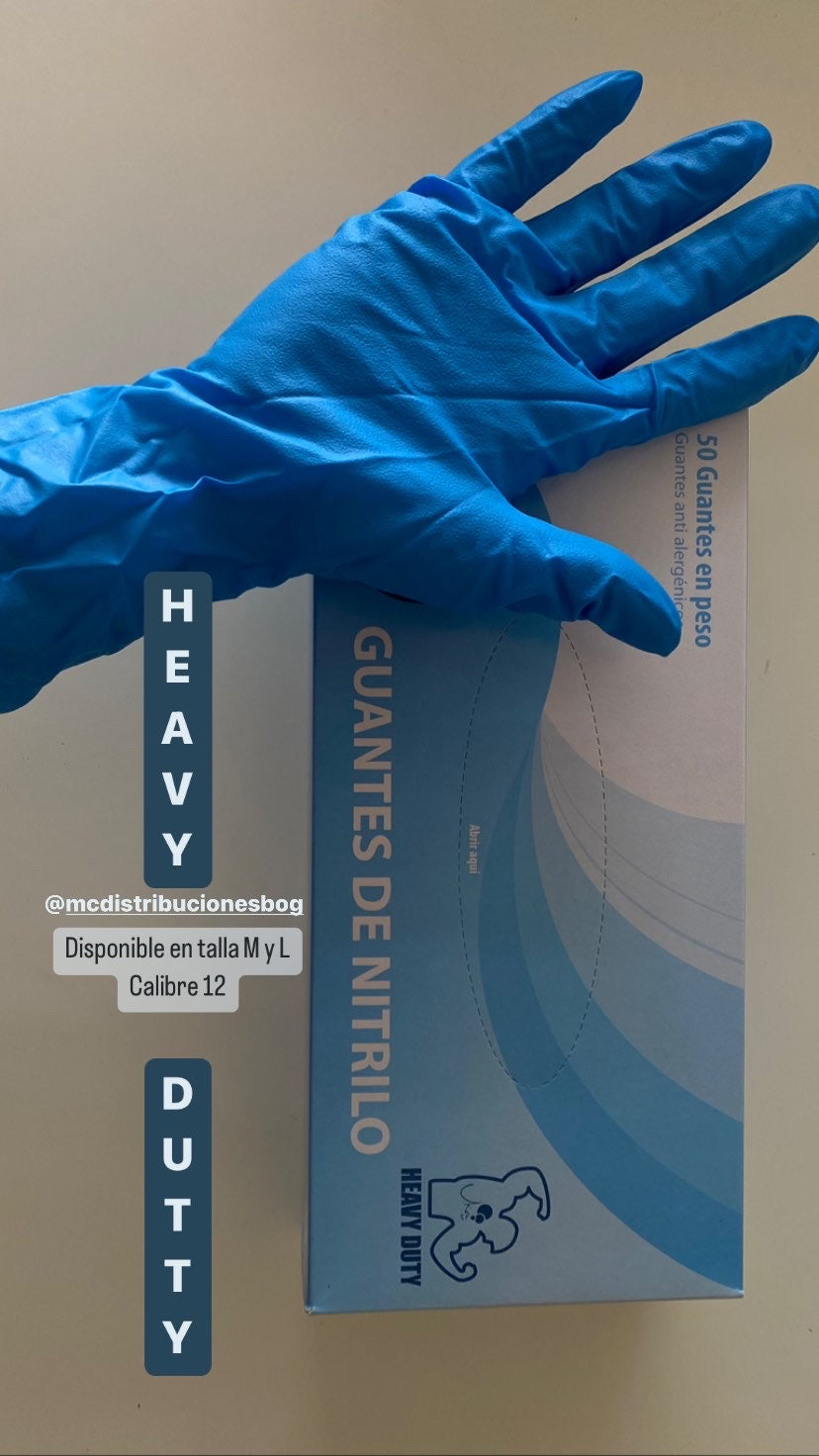 Guantes de Nitrilo HD Heavy Duty Trabajo Pesado Calibre 12