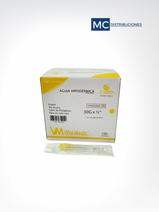 Aguja Hipodérmica 30G x 1/2” x100