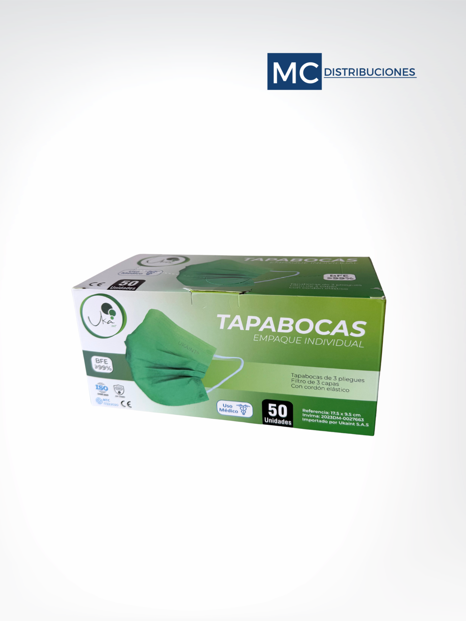 Tapabocas 3 Capas Verde Degrade