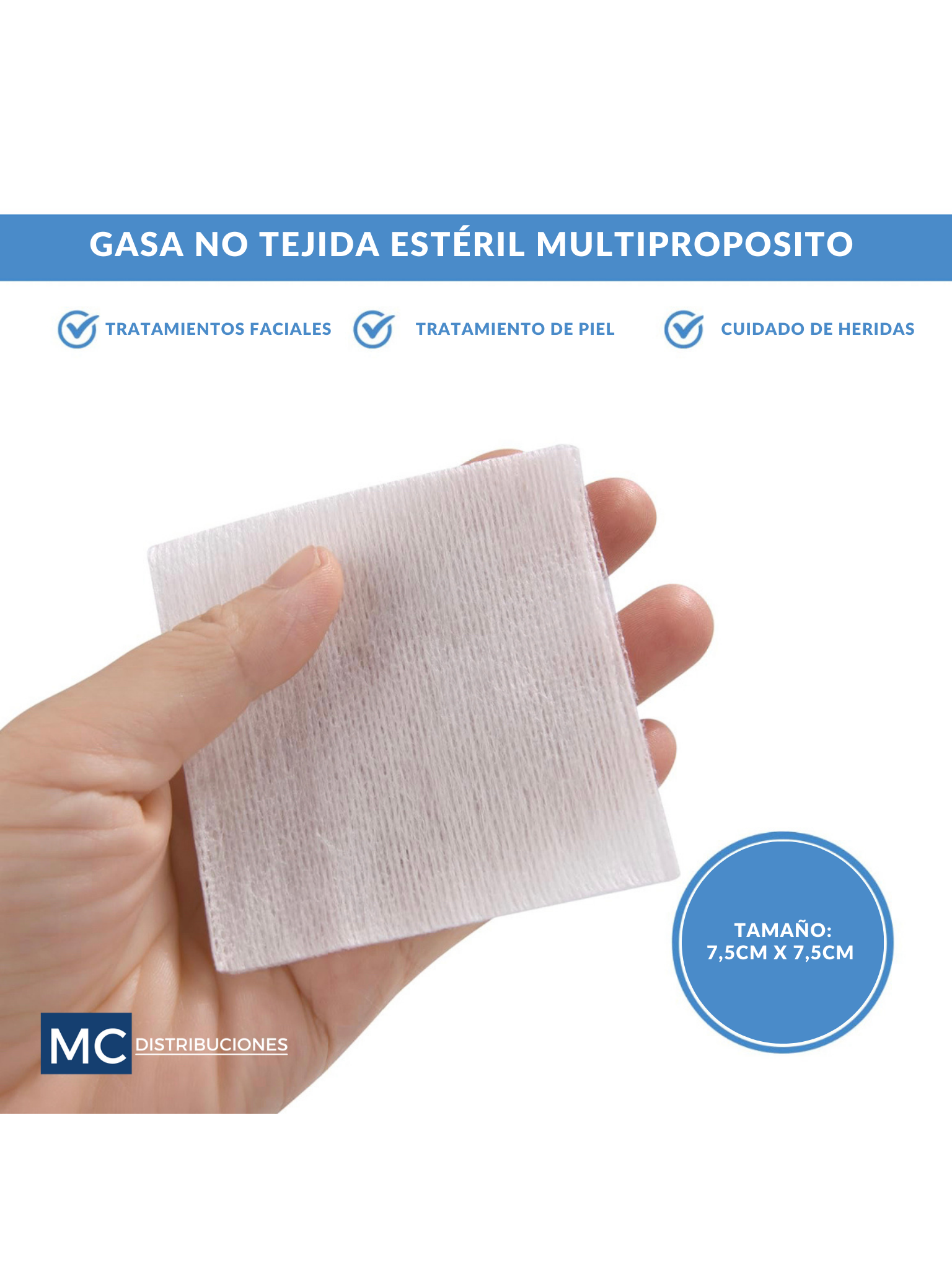 Gasa Estéril 7.5cm x 7.5cm