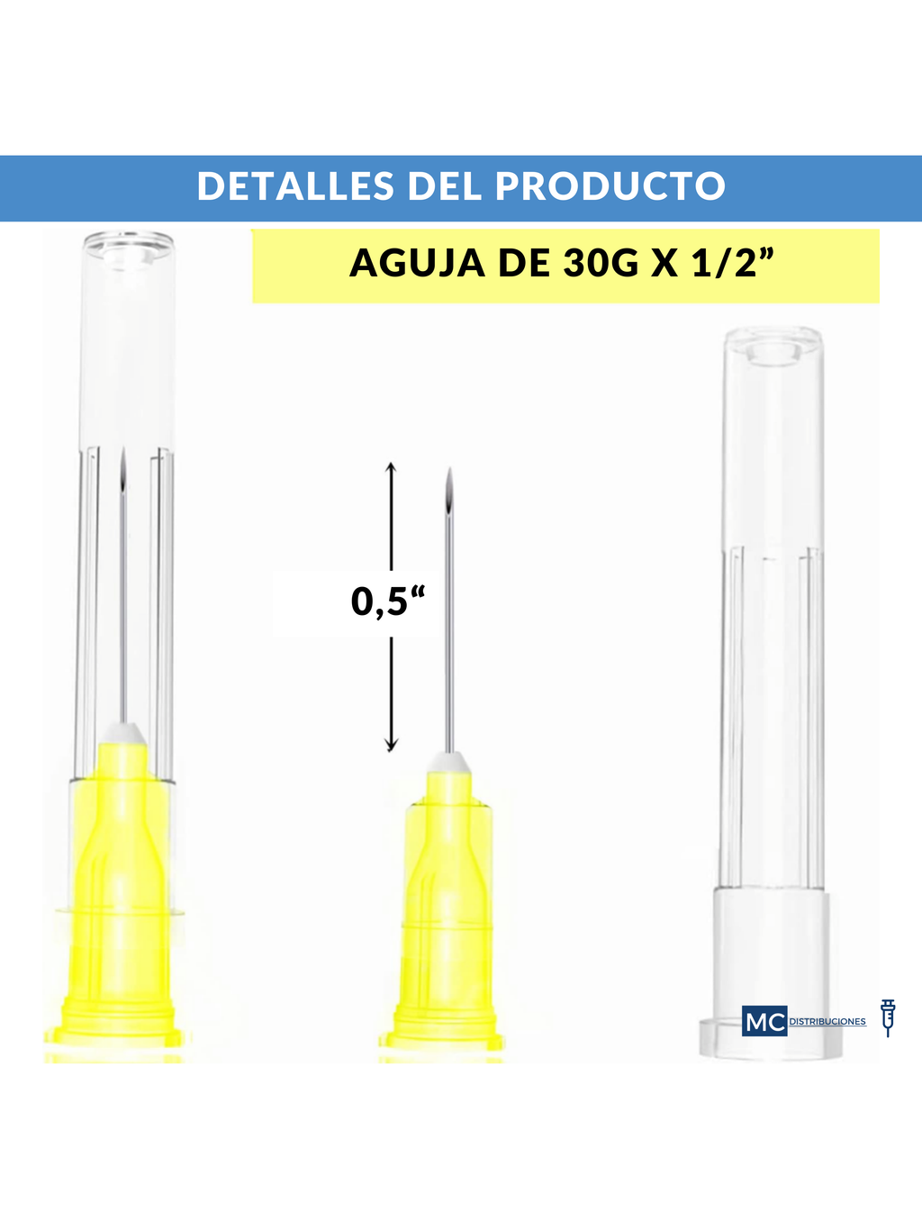 Aguja Hipodérmica 30G x 1/2” x100