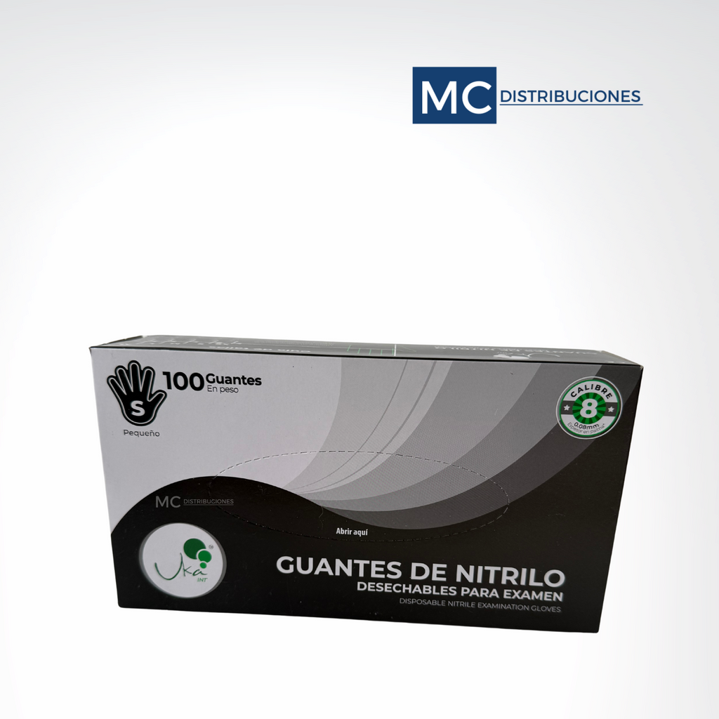 Guantes de Nitrilo negro calibre 8 x 100 unds
