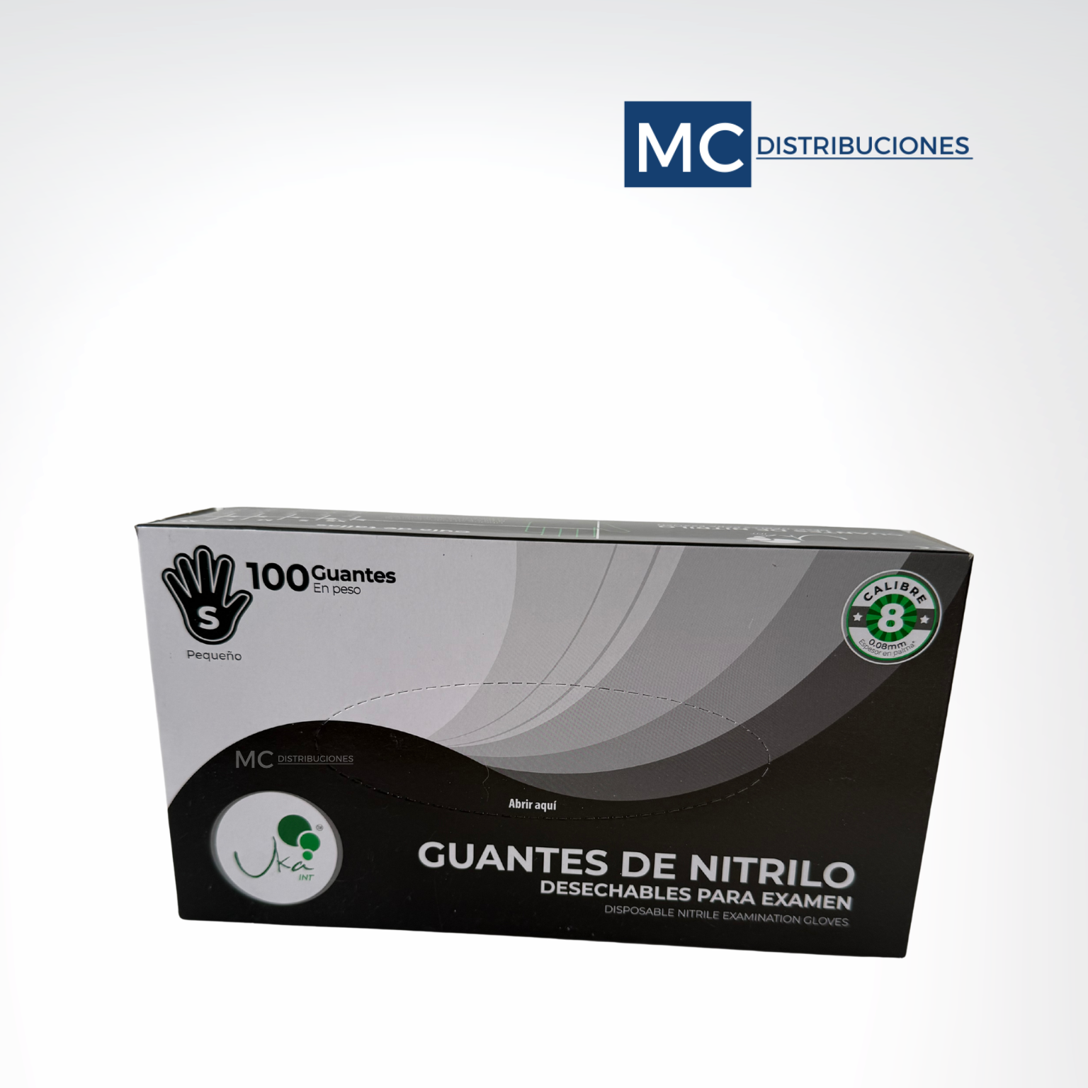 Guantes de Nitrilo negro calibre 8 x 100 unds