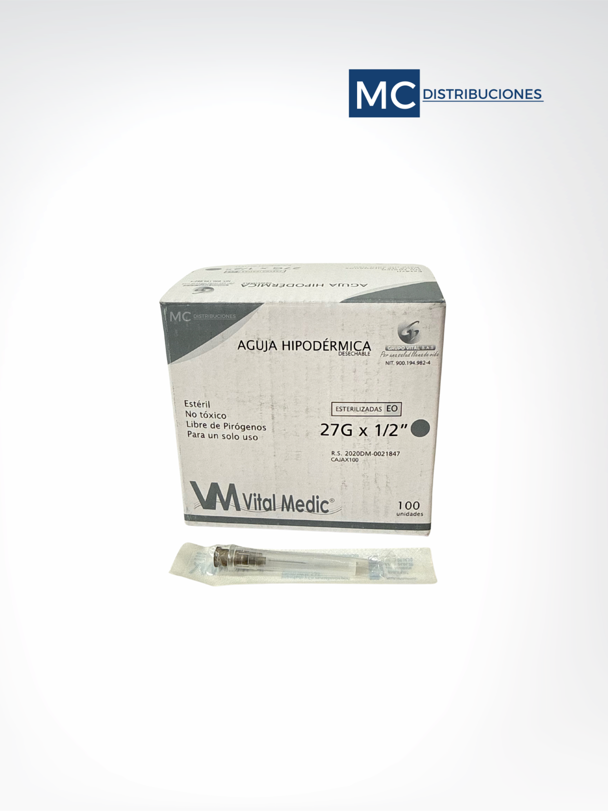 Aguja hipodérmica Caja x100 Unds