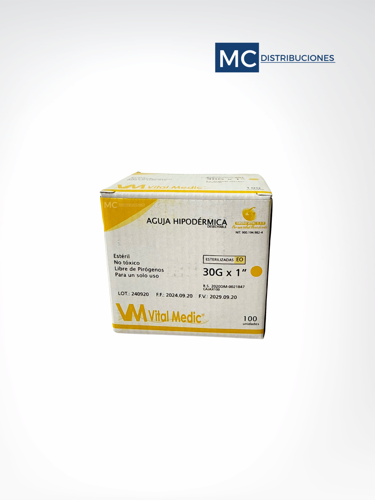 Aguja hipodérmica Caja x100 Unds