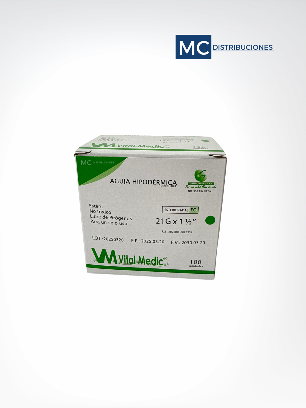 Aguja hipodérmica Caja x100 Unds