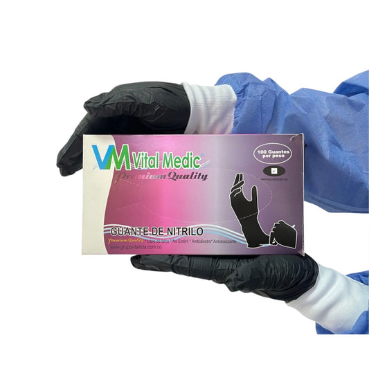 Guantes De Nitrilo Negro Caja x100 Unds