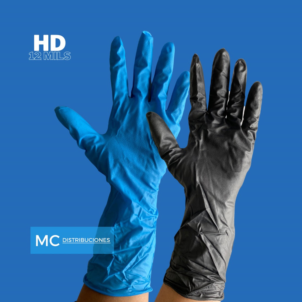 Guantes de Nitrilo HD Heavy Duty Trabajo Pesado Calibre 12 y 18