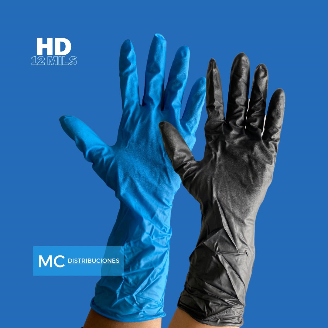 Guantes de Nitrilo HD Heavy Duty Trabajo Pesado Calibre 12 y 18