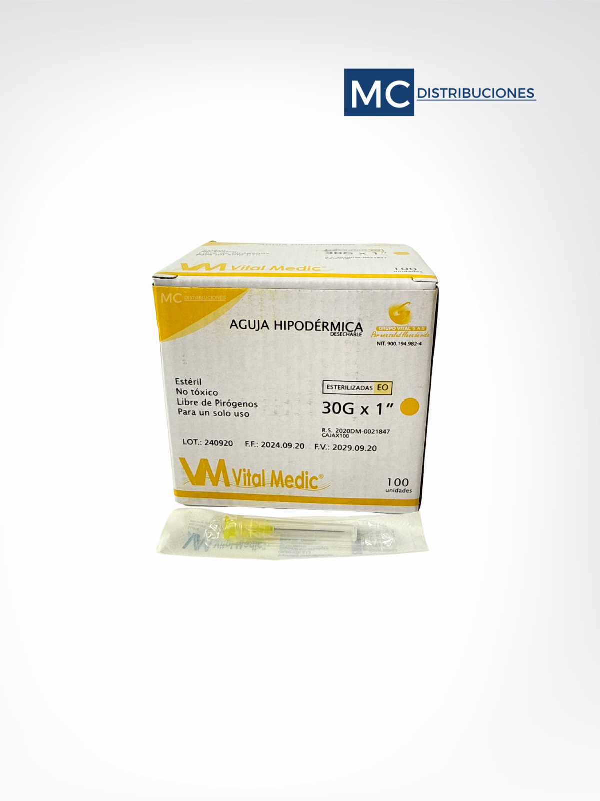 Aguja hipodérmica Caja x100 Unds