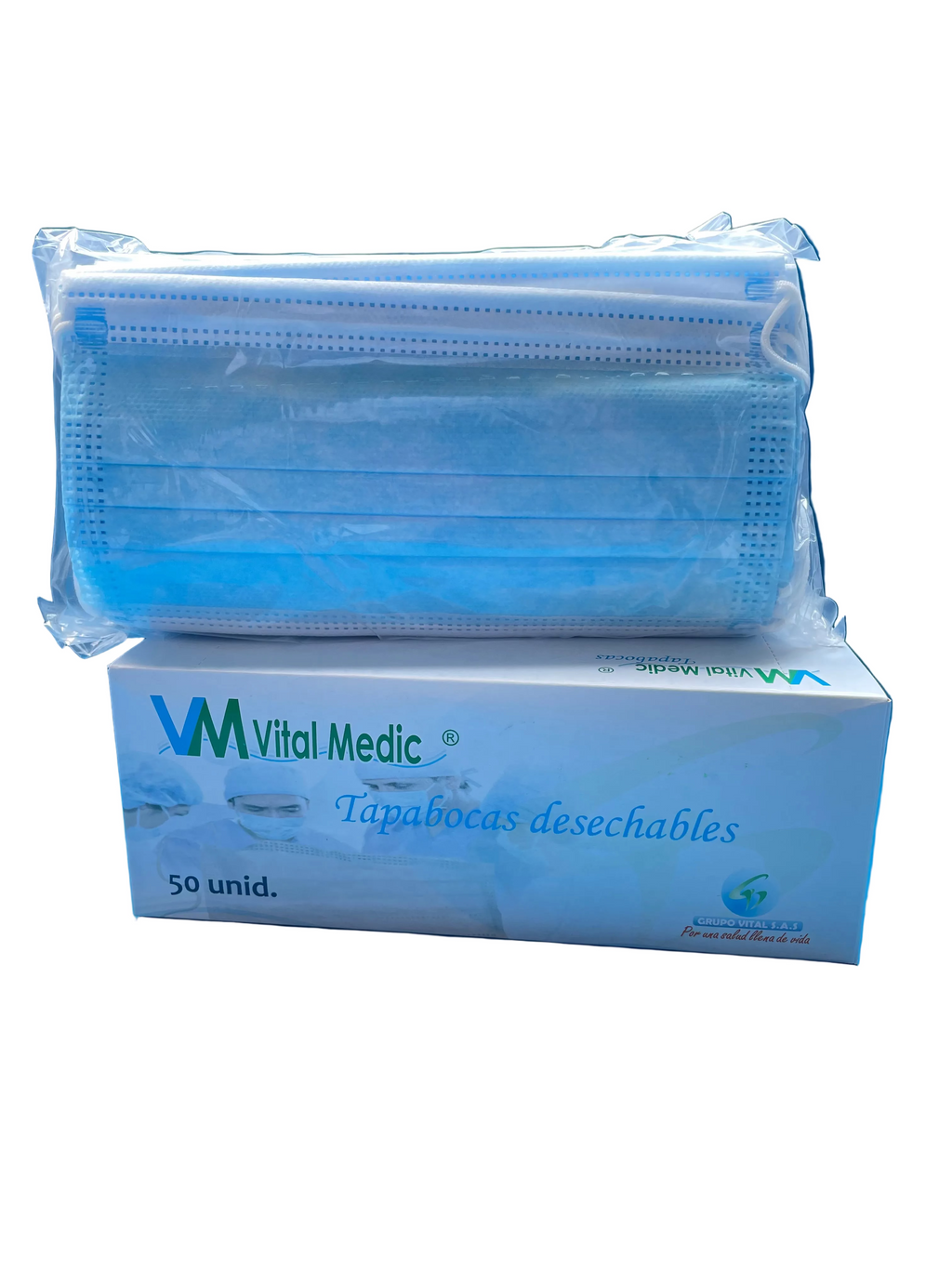 Tapabocas 3 Capas Azul x50