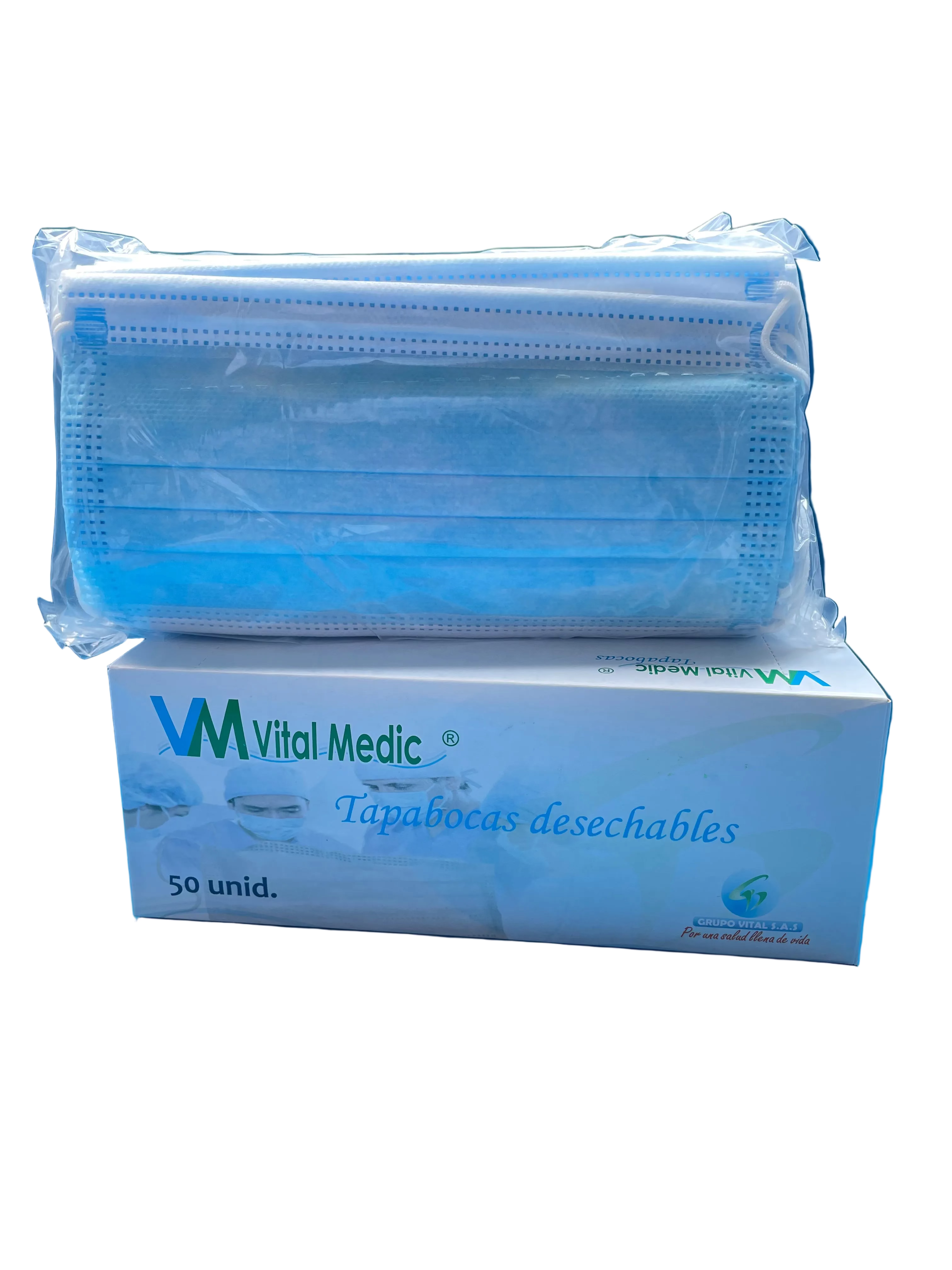 Tapabocas 3 Capas Azul x50