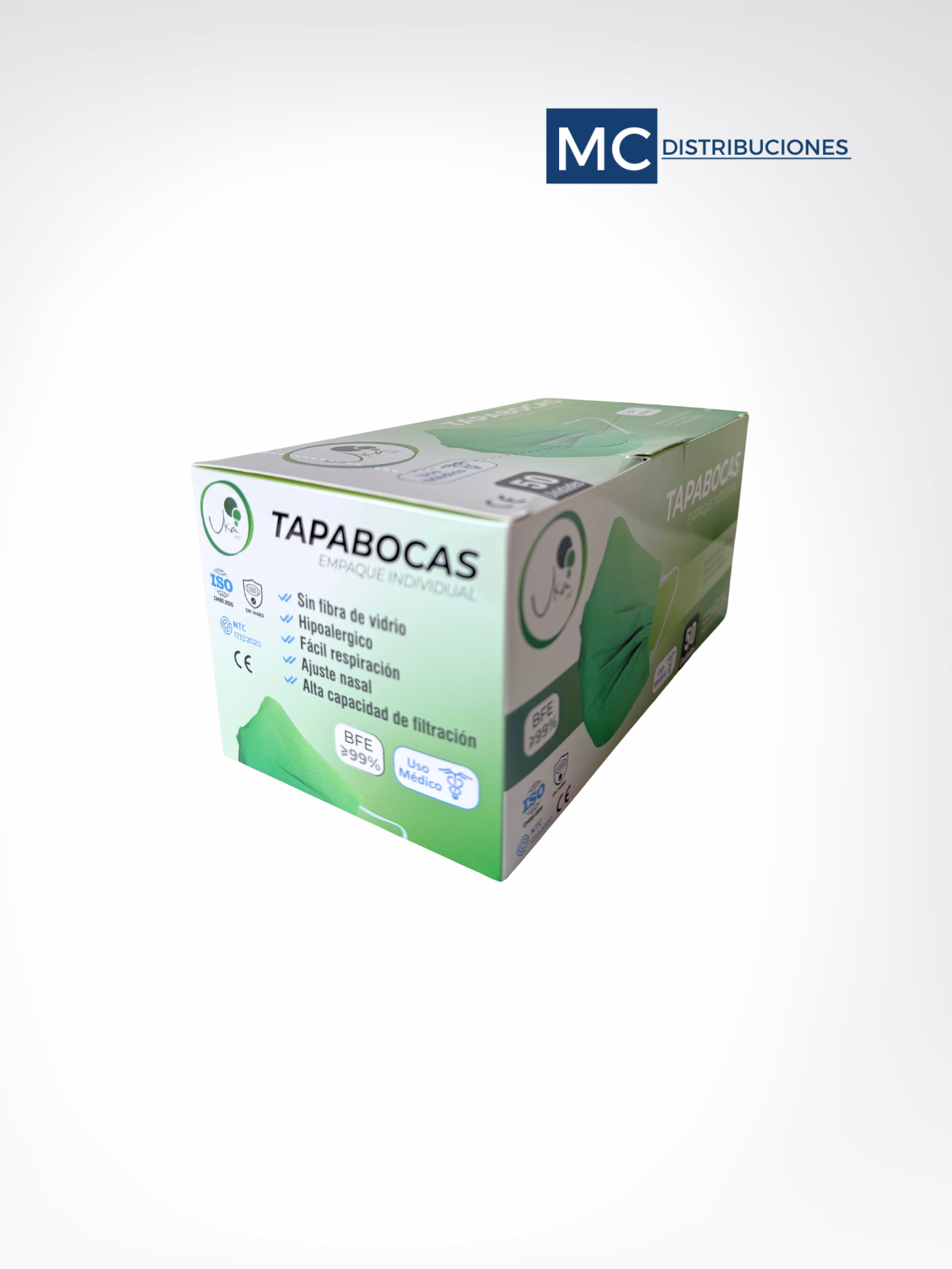 Tapabocas 3 Capas Verde Degrade