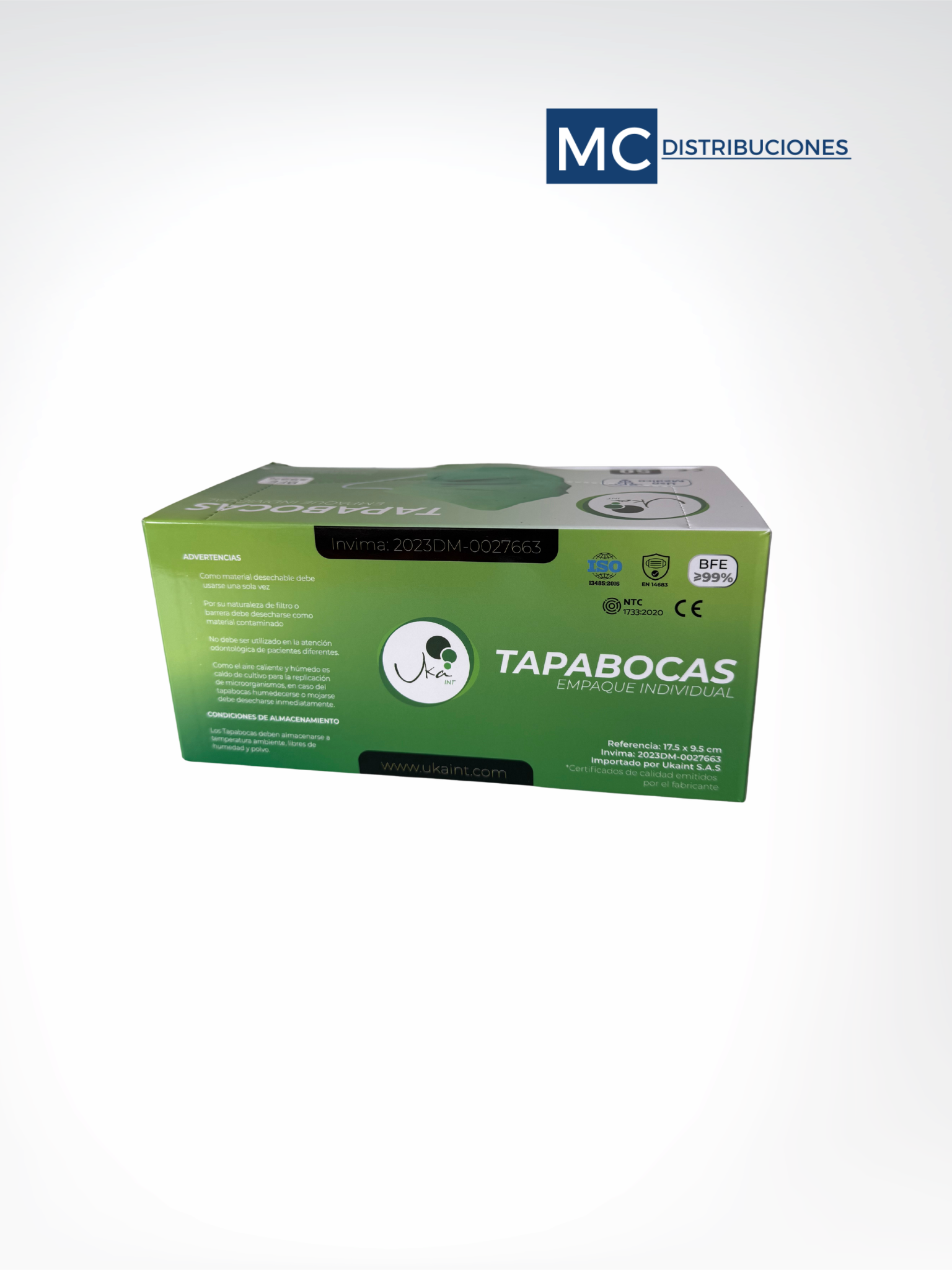 Tapabocas 3 Capas Verde Degrade