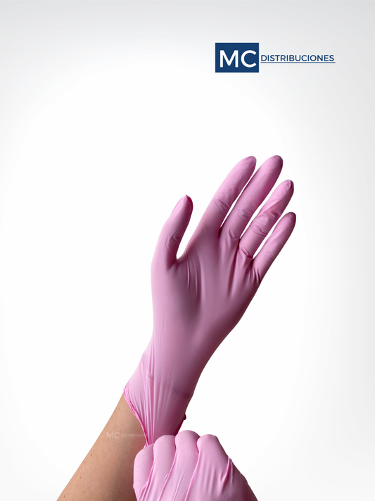 Guantes de Nitrilo Rosado Caja x100 Unds