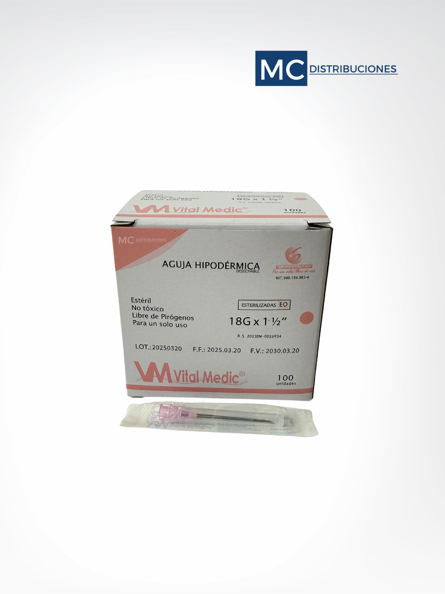 Aguja hipodérmica Caja x100 Unds