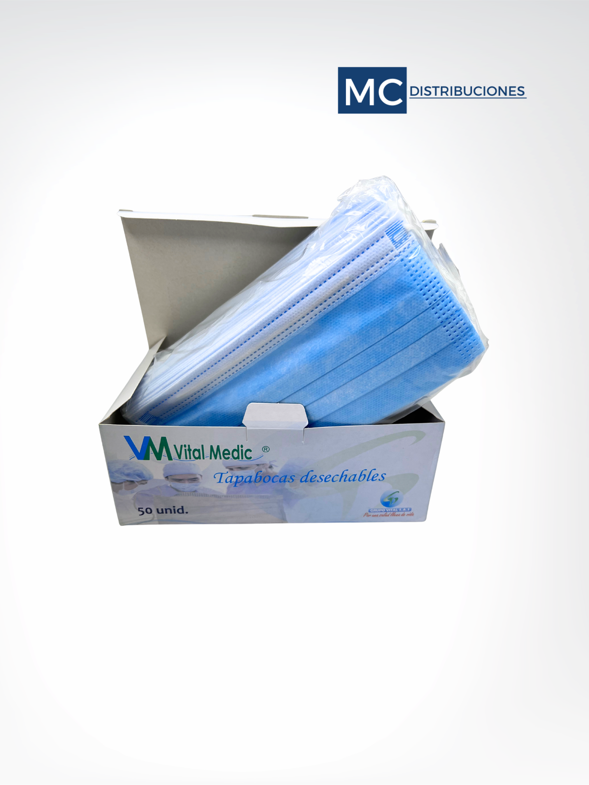 Tapabocas 3 Capas Azul x50