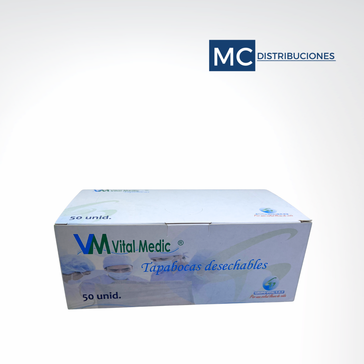 Tapabocas 3 Capas Azul x50