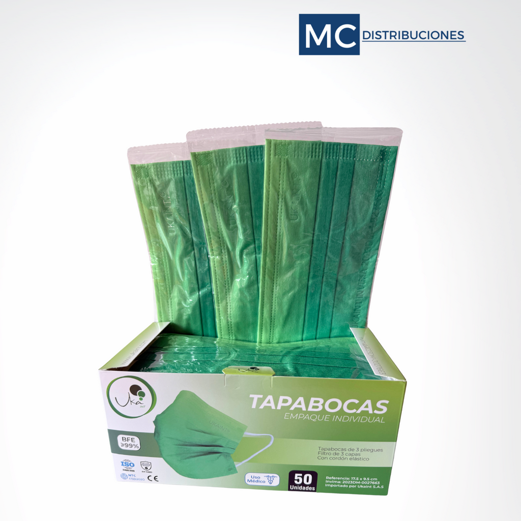 Tapabocas 3 Capas Verde Degrade
