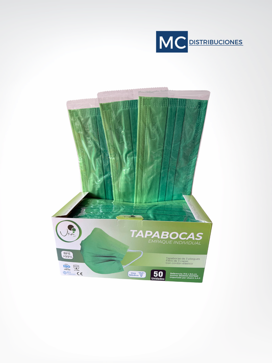Tapabocas 3 Capas Verde Degrade